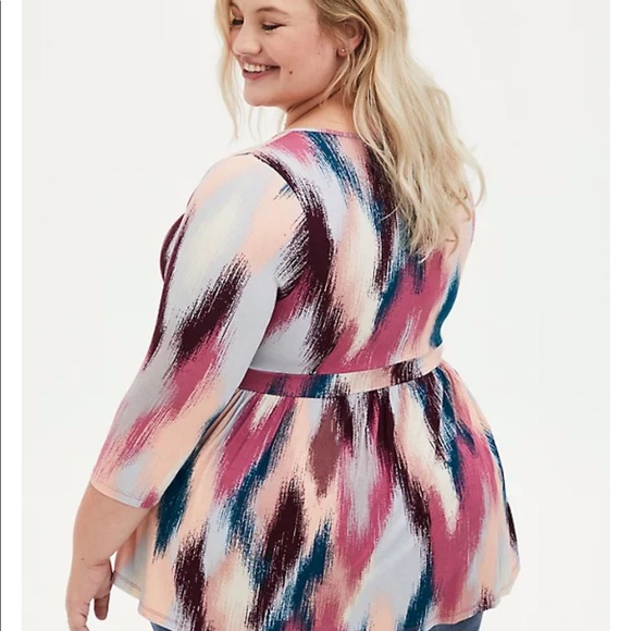 Super Soft Multi Ikat Surplice Babydoll Top, Torrid, Size 0X - Picture 4 of 10